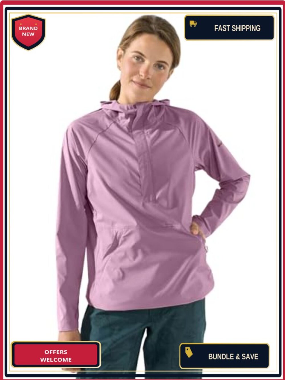 Packable Anorak Windbreaker for Hiking Cycling Running